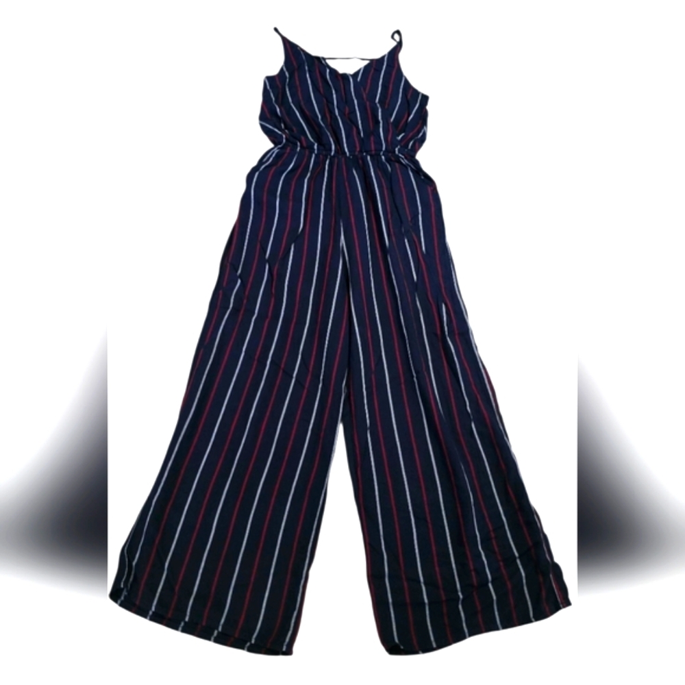 Hollister Blue and Red Jumpsuit with Tailored Fit